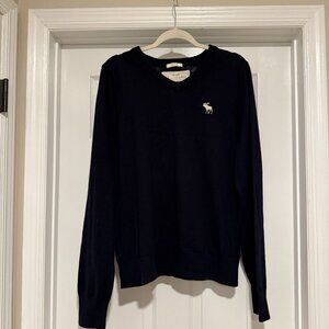 Abercombie & Fitch Navy V Neck Sweater - XL